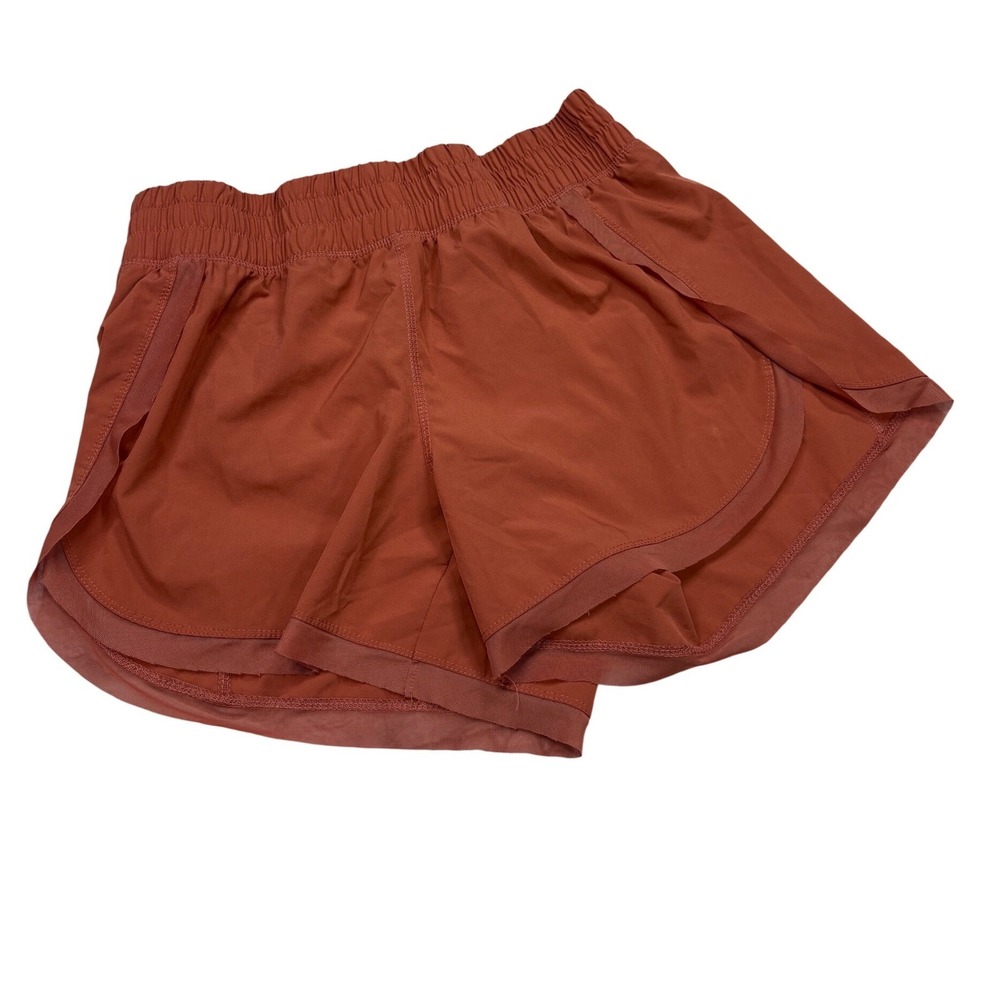 YOGASMOGA Athletic Shorts Womens‎ L Orange Excellent Mesh Trim Yoga Running